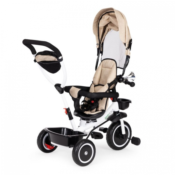 Tricicleta Ecotoys YM-BT-2 cu sejut pivotant - Bej [4]