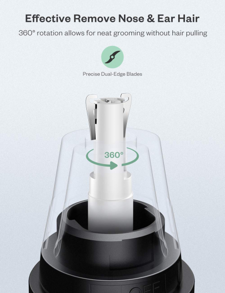 Trimmer pentru nas urechi Anjou AJ-FS005, Cap detasabil si lavabil, Lumina LED, Baterii, Negru [6]