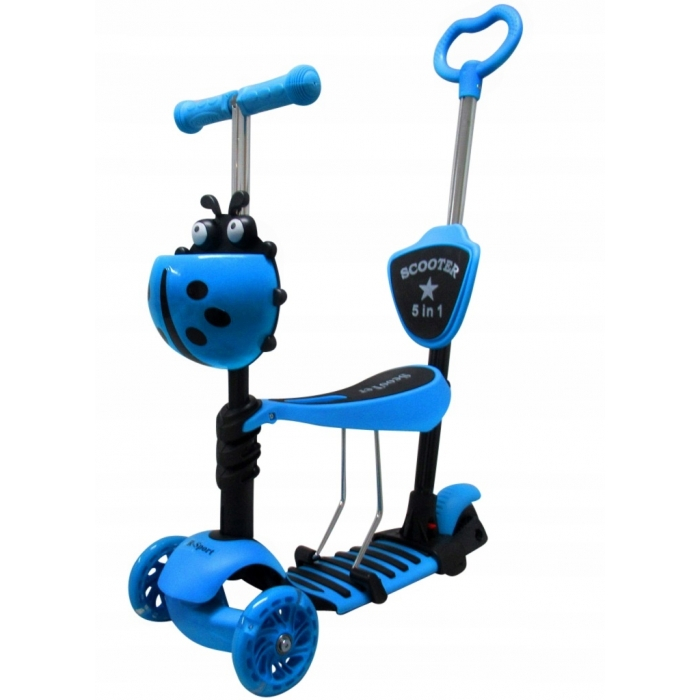 Trotineta 5 in 1, roti cu LED, platforma antiderapanta, JR R-Sport - Albastru [3]