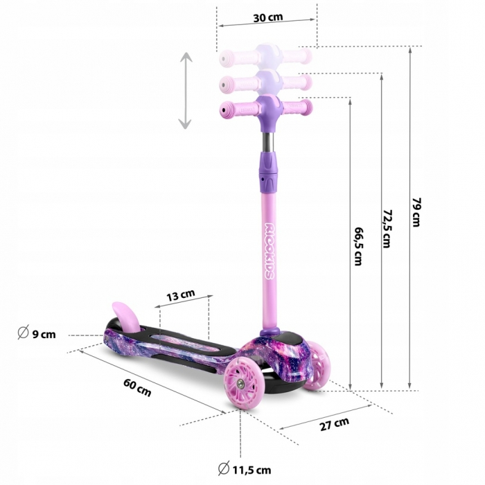 Trotineta Copii, Cu Roti Cu Led Ricokids Piko 765013 - Violet - Roz [7]