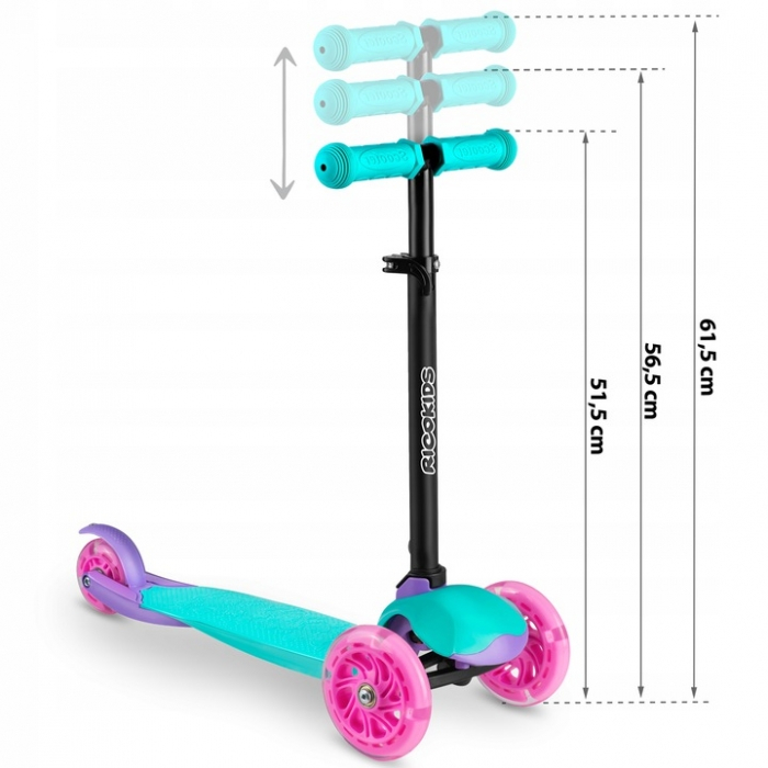 Trotineta cu roti cu LED Ricokids Loco 765104 - Turcoaz cu roz [6]