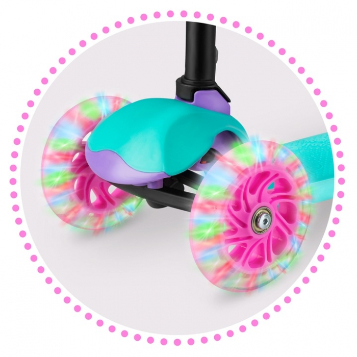 Trotineta cu roti cu LED Ricokids Loco 765104 - Turcoaz cu roz [2]