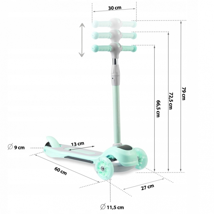 Trotineta cu roti cu lumina LED Ricokids Piko 765000 - Turcoaz [7]
