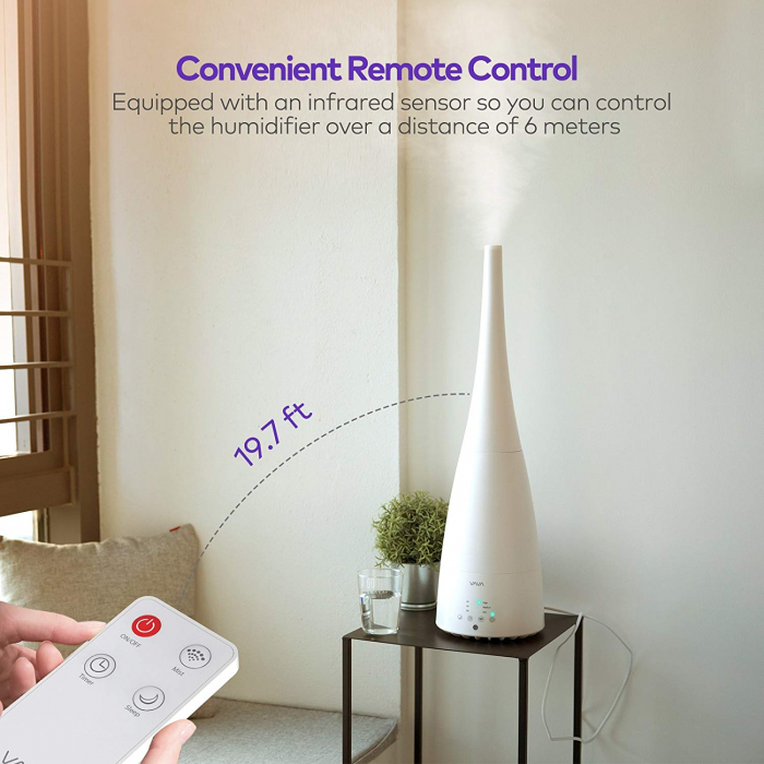 Umidificator de aer cu ultrasunete VAVA 3L, Telecomanda, 280ml h, Silentios, 3 trepete putere, 25W [6]