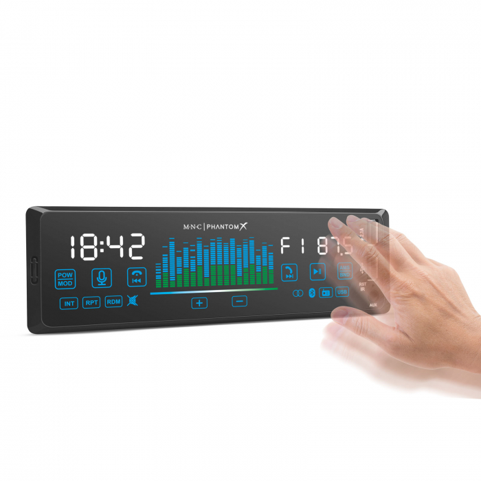 Unitate principala „PhantomX” - 1 DIN - 4 x 50 W - control gestual - BT - MP3 - AUX - USB [5]