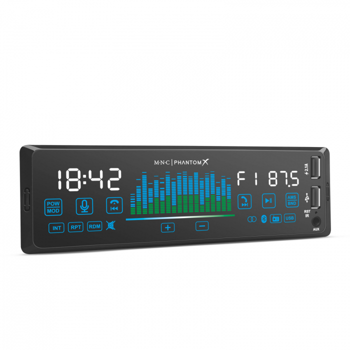 Unitate principala „PhantomX” - 1 DIN - 4 x 50 W - control gestual - BT - MP3 - AUX - USB [2]