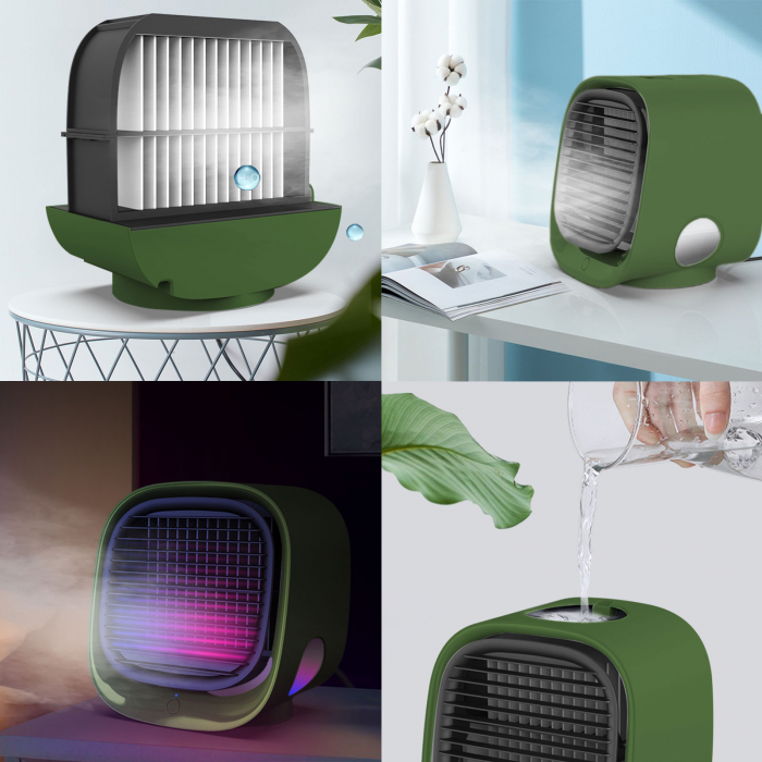 Bewello - Mini-ventilator portabil cu funcţie de răcire - USB - verde [2]