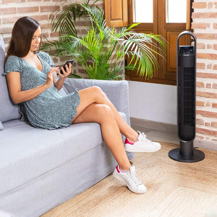 Ventilator turn cu ionizare Cecotec EnergySilence 9190 SkyLine Ionic Connected, Smart, 60W, Silentios, 3 viteze, Telecomanda , Control Wi-Fi [5]