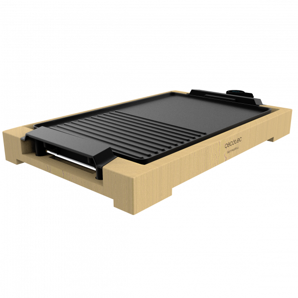 Aparate gatit acasa - Gratar electric Cecotec TastyGrill 2000 Bamboo, 2000W, cadru din bambus, termostat reglabil