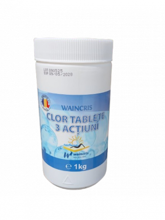 Accesorii piscine - Tablete Clor 3 Acțiuni, cutie 1 kg pentru apa piscina