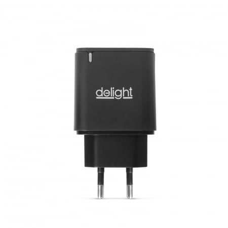 Incarcator telefon cu doua porturi incarcare USB si Type-C PD, 20W cu încărcare rapidă - negru [2]
