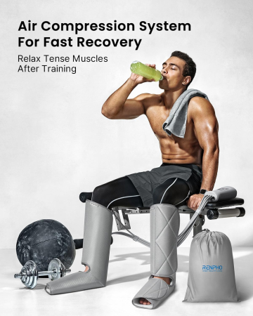 Aparat de masaj gambe si picioare cu compresie aer Renpho ALM071H, 5 moduri masaj, 3 intensitati, Incalzire, controler inclus, pentru circulatie si relaxare musculara [3]