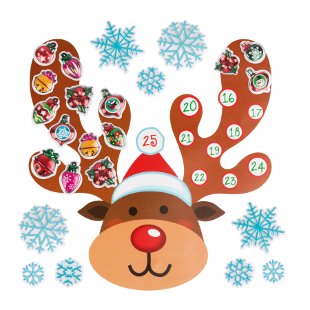 Produse de Craciun - Autocolant de perete, de Crăciun - calendar de advent - model ren
