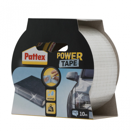Benzi adezive tip scotch - Banda adezivă ultra-rezistentă, transparentă 10 m - Pattex Power Tape