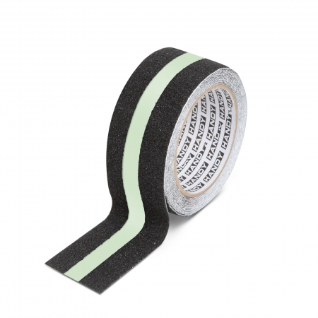 Adezivi si benzi adezive - Banda adeziva, antiglisanta - 5m x 50 mm - fosforescent / negru