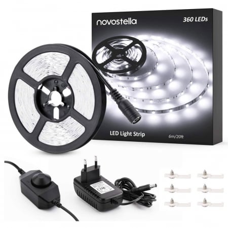 Electro zone - Banda LED Novostella 6m, 360 Leduri Lumina alb rece, Dimmer 6000K