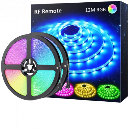 Kit banda LED / banda LED - Banda LED RGB Novostela 12m, 360 Leduri, Telecomanda RF cu 44 butoane
