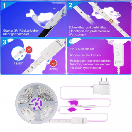 Banda LED Smart Gosund SL2-C WiFi, 5 metri, Sincronizare muzica, Alexa, Google Asistant [5]