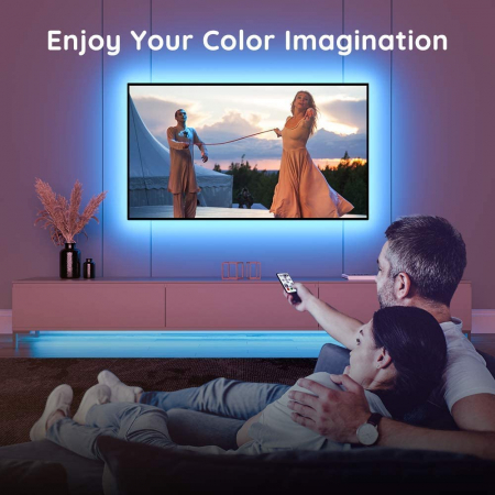 Banda LED TV RGB Govee H6183, USB, Telecomanda, 3m, Sincronizare muzica, 46-60inch [6]