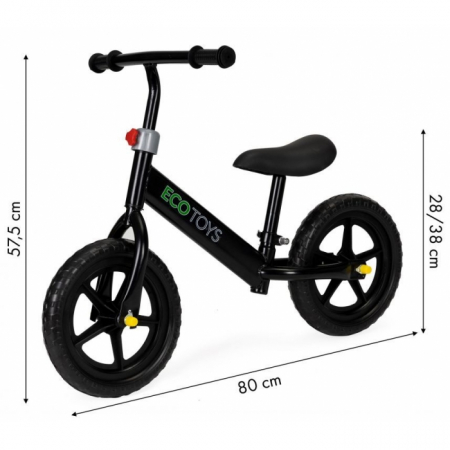 Bicicleta fara pedale cu roti din spuma EVA Ecotoys JM-763 - Negru [4]