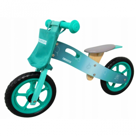 Universul copiilor - Bicicleta fara pedale din lemn cu roti din spuma EVA R10 R-Sport - Turcoaz
