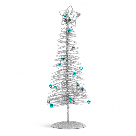 Brăduț metalic - ornament de Crăciun - 28 cm - argintiu [1]
