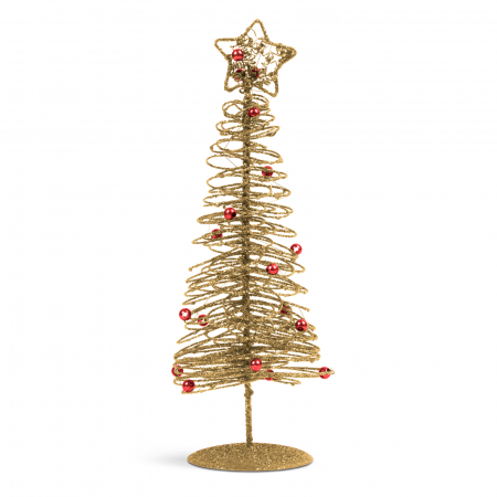Brăduț metalic - ornament de Crăciun - 28 cm - auriu [1]