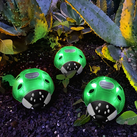 Lampa solara de gradina model buburuza solara - verde - 14,5 x 12 x 6 cm - 6 LED-uri alb cald [1]