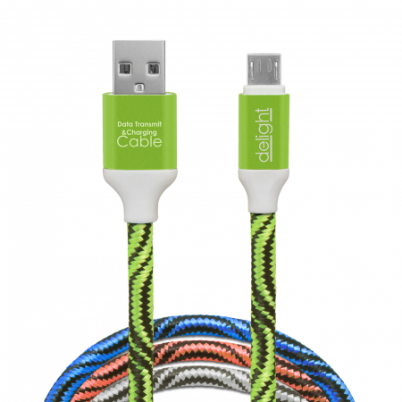 Accesorii telefoane - Delight - Cablu de date – Micro USB, înveliş siliconic, 4 culori, 2 m