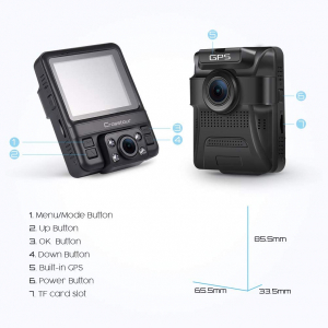 Camera auto DVR Dubla Crosstour CR750, GPS, Full HD, Bord si Interior, Unghi 170 grade, Night Vision, WDR, G-Sensor, Mod parcare, Filmare in bucla [2]