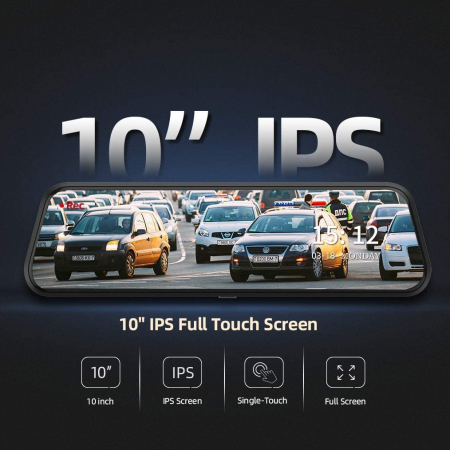 Camera auto DVR Dubla Oglinda VanTop H609, FullHD, Bord si Spate, Touch-Screen, Unghi 170 grade, G Senzor, Display 10 IPS [6]