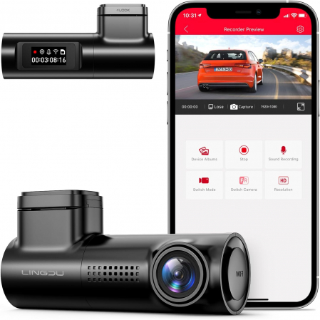 Camere auto - Camera auto DVR LINGDU D100 Smart, 2.5K, WiFi, GPS, Unghi 150  , WDR, Parking Mode, Loop, G-Sensor, Control vocal