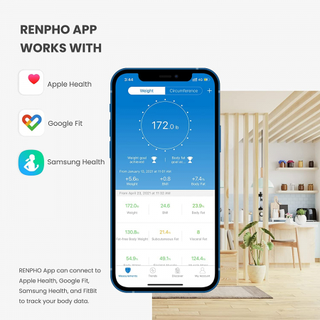 Cantar de baie Smart Renpho CS20M, Maxim 180Kg, 13 masuratori, BMI, BMR IMC, Bluetooth, compatibil Fitbit, Apple Health, Google Fit, [3]