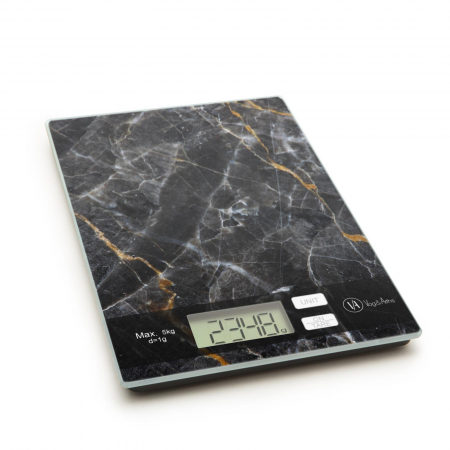 Cantare de bucatarie - Cantar de bucatarie max. 5kg, afisaj digital, functie memorare, imitatie marmura neagra - Vog und Arths