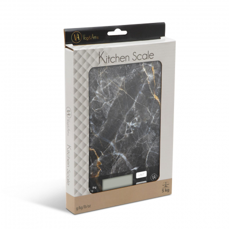 Cantar de bucatarie max. 5kg, afisaj digital, functie memorare, imitatie marmura neagra - Vog und Arths [2]