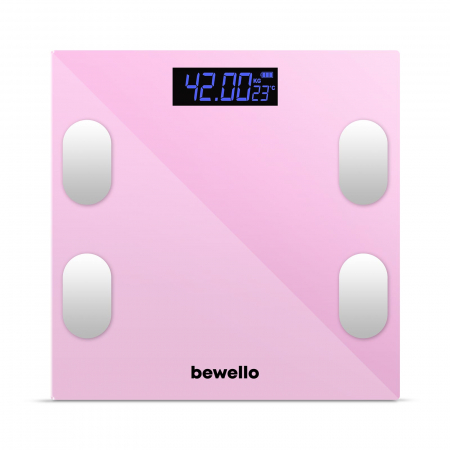 Cantar inteligent - 180 kg - baterie - sticla - roz, control aplicatie [1]