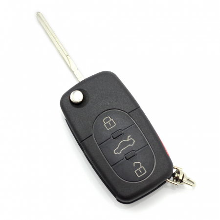 Cracasa cheie pornire Audi / Volkswagen / Seat / Skoda - CARGUARD - Audi - carcasă cheie tip briceag cu 3+1 butoane, buton de panică și baterie 2032