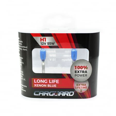 Becuri Halogen - CARGUARD - Set de 2 becuri Halogen H1 +100% Intensitate - LONG LIFE