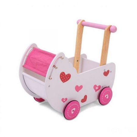 Carucioare copii - Carucior antemergator de papusi din lemn 2150 Ecotoys