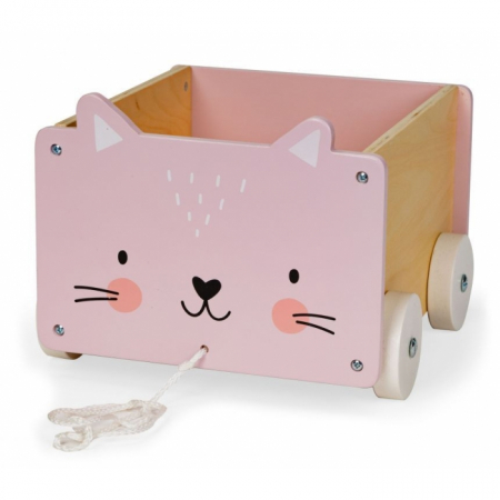 Jocuri si jucarii - Carucior din lemn pentru depozitarea jucariilor Ecotoys 2904 