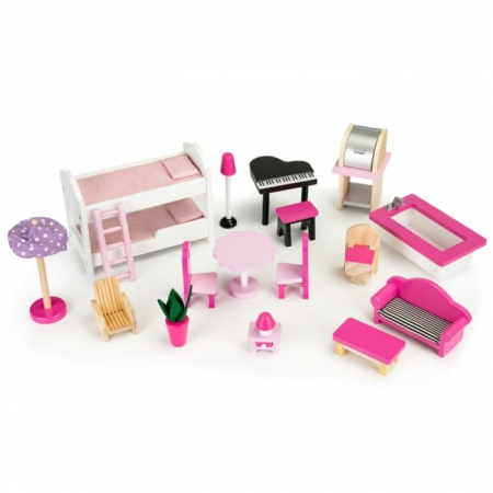 Casuta de papusi din lemn XXL cu lift si tobogan Ecotoys TL49059 [3]