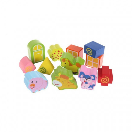 Casuta din lemn si cuburi 2044 Ecotoys [7]