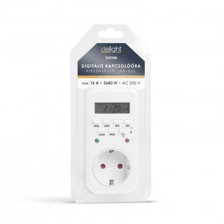 Ceas comutator timer digital 8 programe - cu LED indicator - 250V - 16A [2]