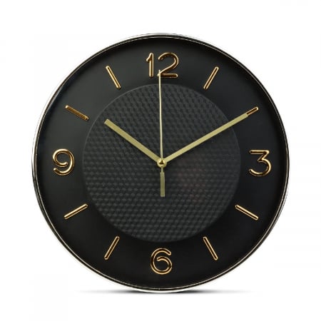 Cadouri si accesorii cadouri - Ceas rotund de perete - 25 cm - plastic, sticlă, cadran negru