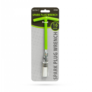 Cheie pentru bujii de 16 mm, maner cauciucat verde, articulat [2]