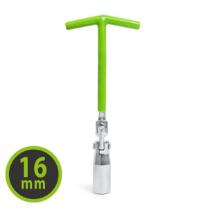 Accesorii auto diverse - Cheie pentru bujii de 16 mm, maner cauciucat verde, articulat