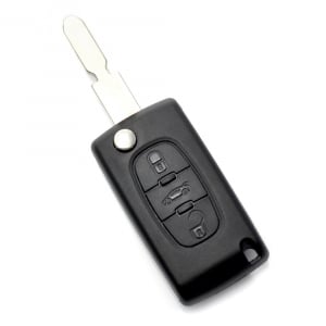 Carcasa cheie pornire Citroen / Peugeot - Citroen / Peugeot 406 - Carcasa tip cheie briceag cu 3 butoane, lama NE78-SH3 cu suport baterie si buton portbagaj