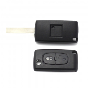 Citroen / Peugeot 407 - Carcasa tip cheie briceag cu 2 butoane, lama HU83-SH2 cu suport baterie [2]