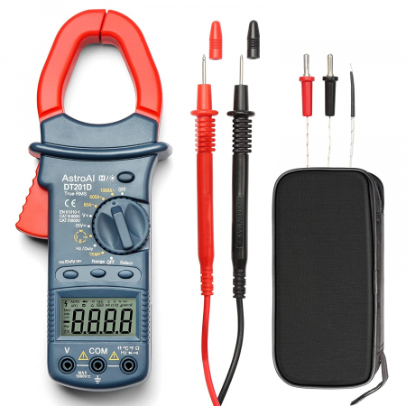 Clampmetre - Cleste ampermetric digital AstroAI DT201D, TRMS 6000 Counts, Auto-ranging, Tensiune, Curent AC DC, rezistenta, capacitatea, frecventa, continuitate, Test dioda, Temperatura