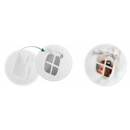 Cort de joaca pentru copii cu ghirlanda, 3 pernite si lampa LED cactus, Ricokids 740402, 120 X 120 X 165 cm - Alb [5]